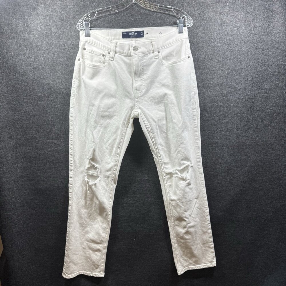 Hollister California Men's Epic Flex Slim Straight Ribbed Jeans White Sz W31xL32